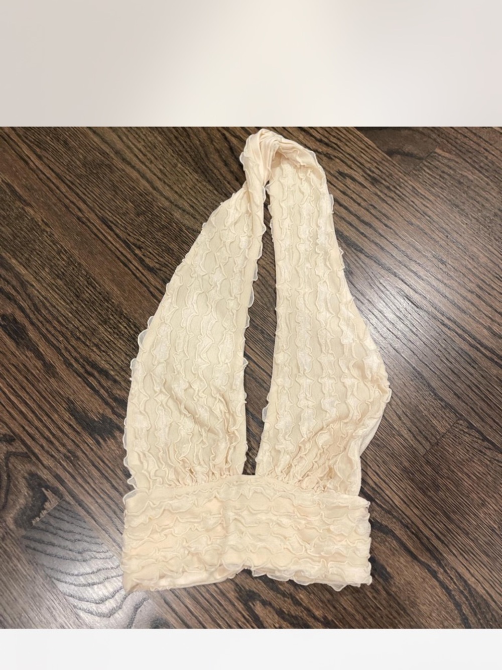 Princess Polly Cream Ruffle Halter Top